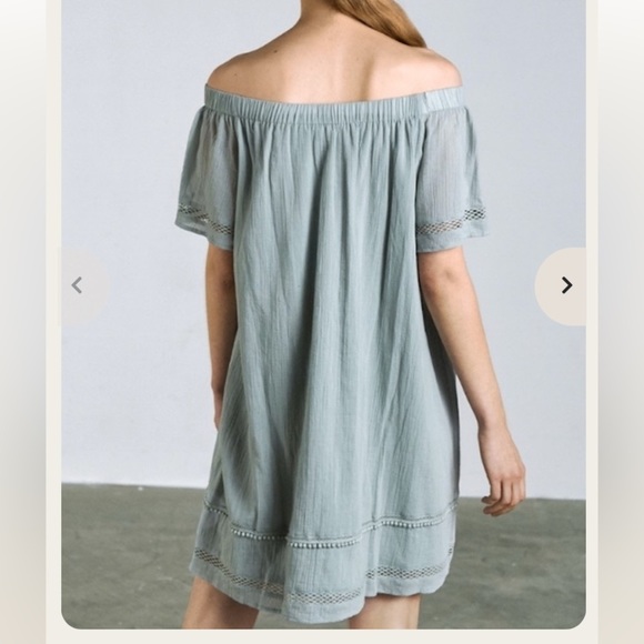 CHARLI Lateshia off the shoulder dress Embroidered Sundress Dark Grey Size 8 - Picture 2 of 12